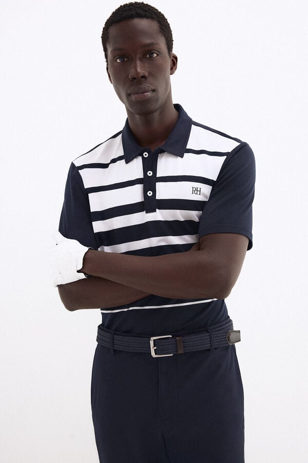 Pedro del Hierro Striped golf polo shirt Blue