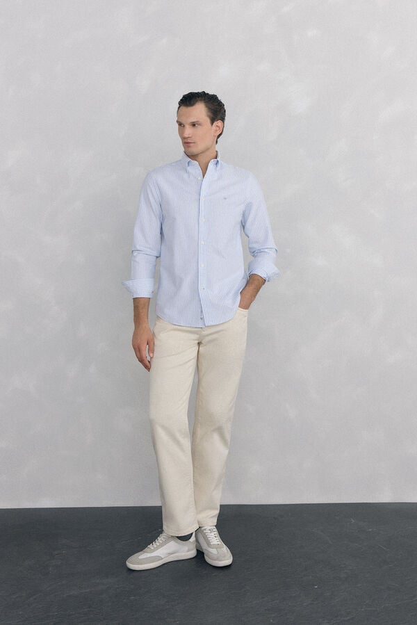 Pedro del Hierro Iconic candela striped Oxford shirt Blue