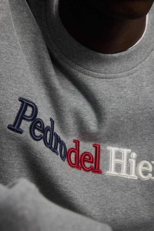 Pedro del Hierro Contrast embroidered logo sweatshirt Grey