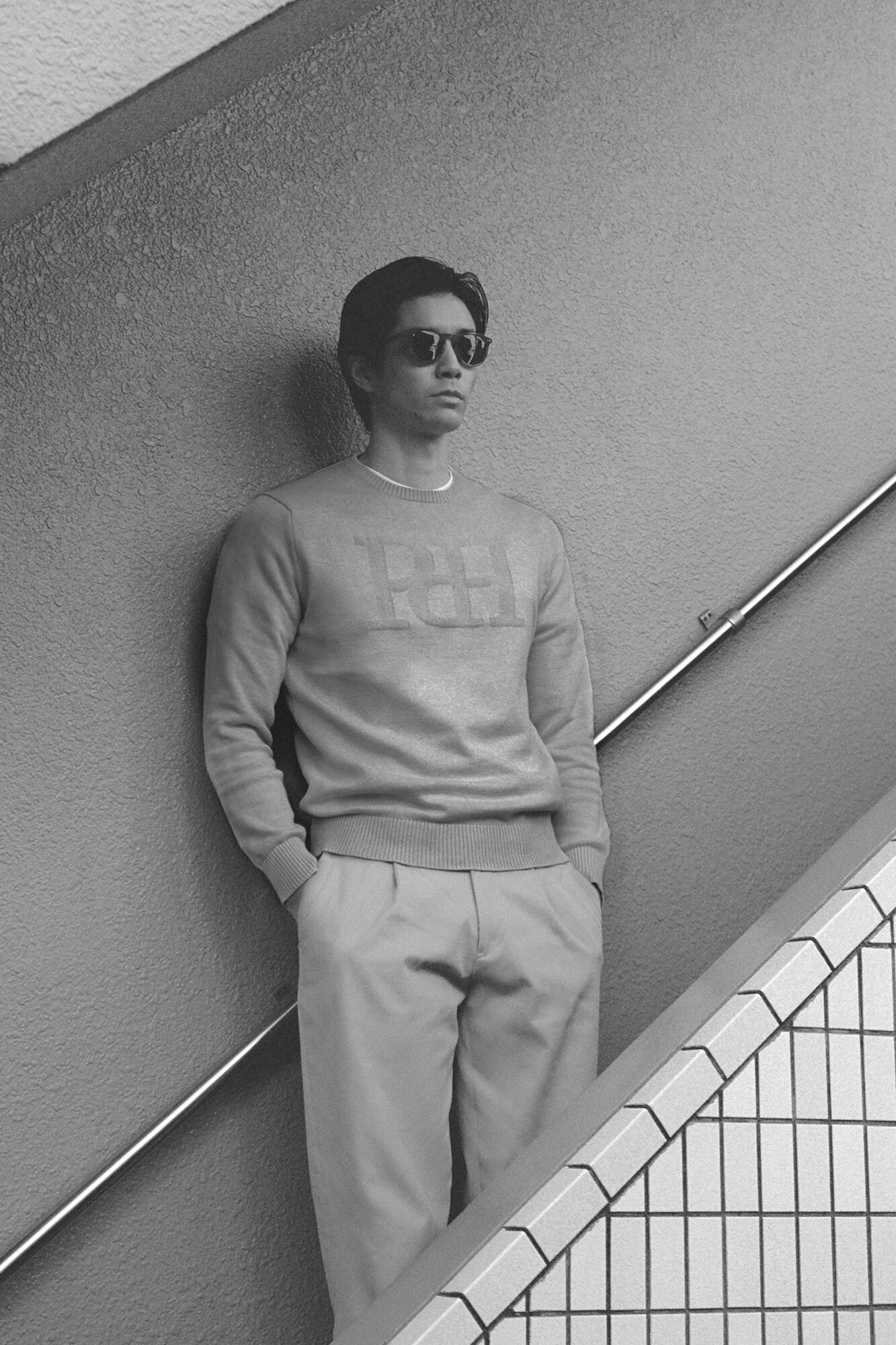 Pedro del Hierro Round neck big chest logo jumper