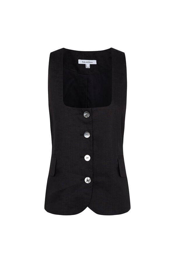 Pedro del Hierro Linen belted gilet Black