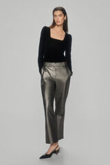 Pedro del Hierro Flared leather trousers Grey