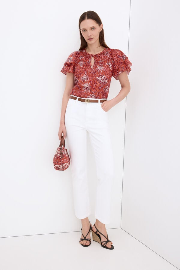 Pedro del Hierro Basic straight capri jeans White