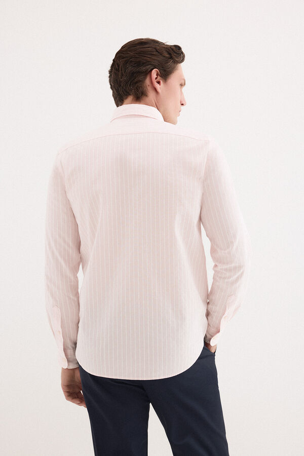 Pedro del Hierro Poplin textured striped shirt Pink