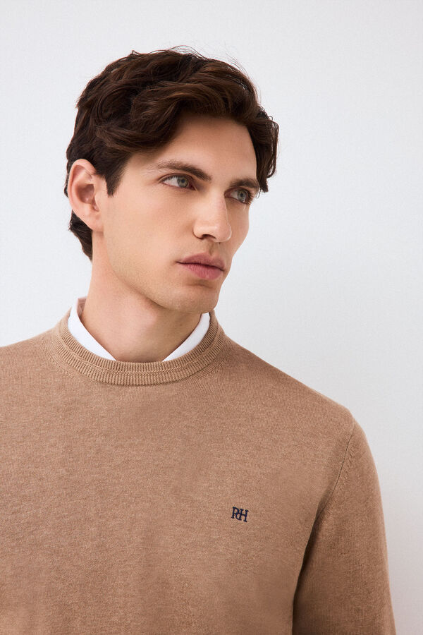 Pedro del Hierro Fine knit premium cotton jumper Beige