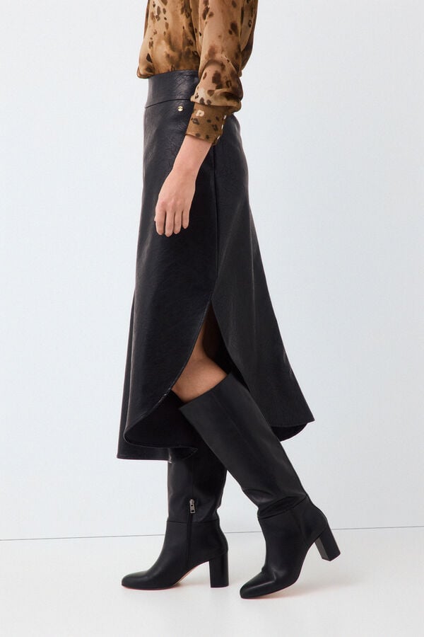 Pedro del Hierro Faux leather asymmetric skirt Black