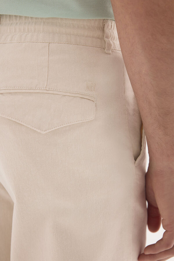 Pedro del Hierro Cotton-linen drawstring chinos Ecru