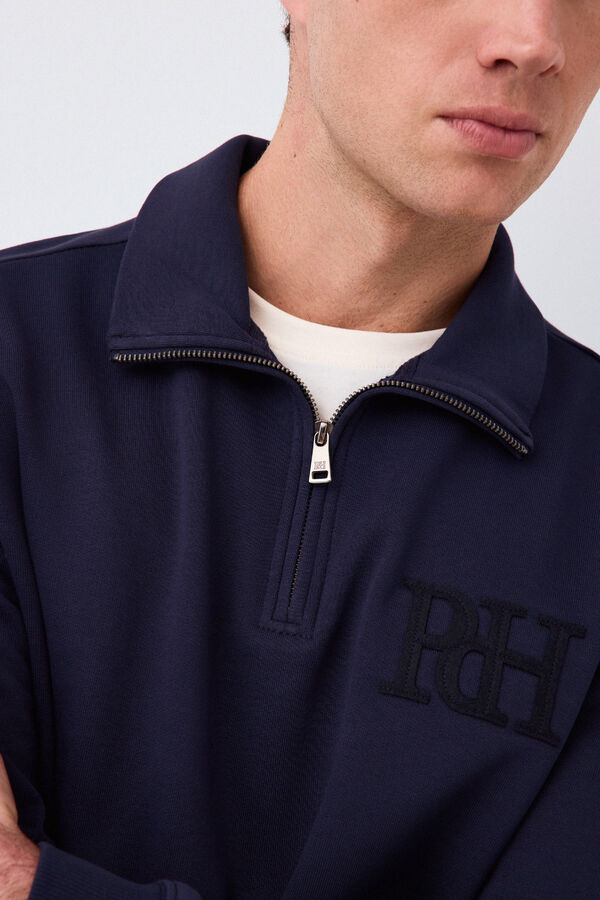 Pedro del Hierro Zip neck sweatshirt Blue