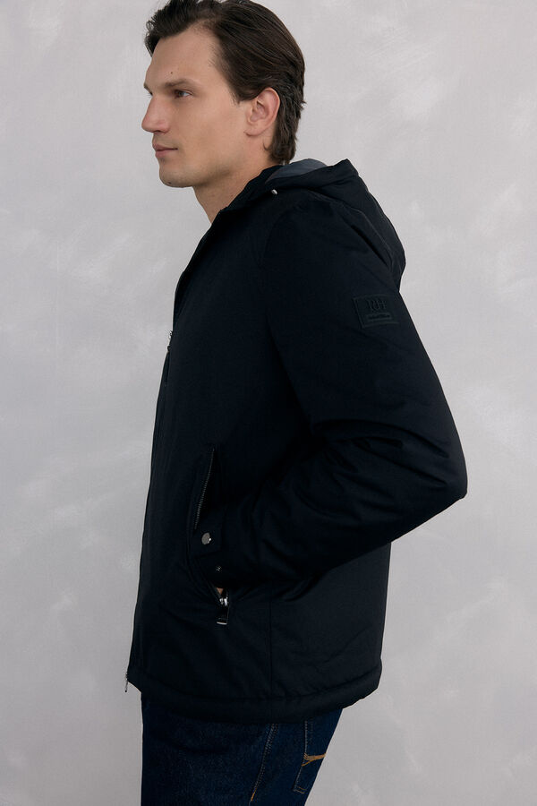 Pedro del Hierro Zip fastening jacket with hood Black