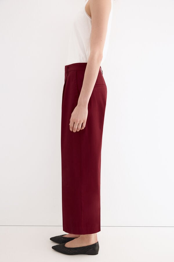 Pedro del Hierro Classic wide leg trousers Burgundy