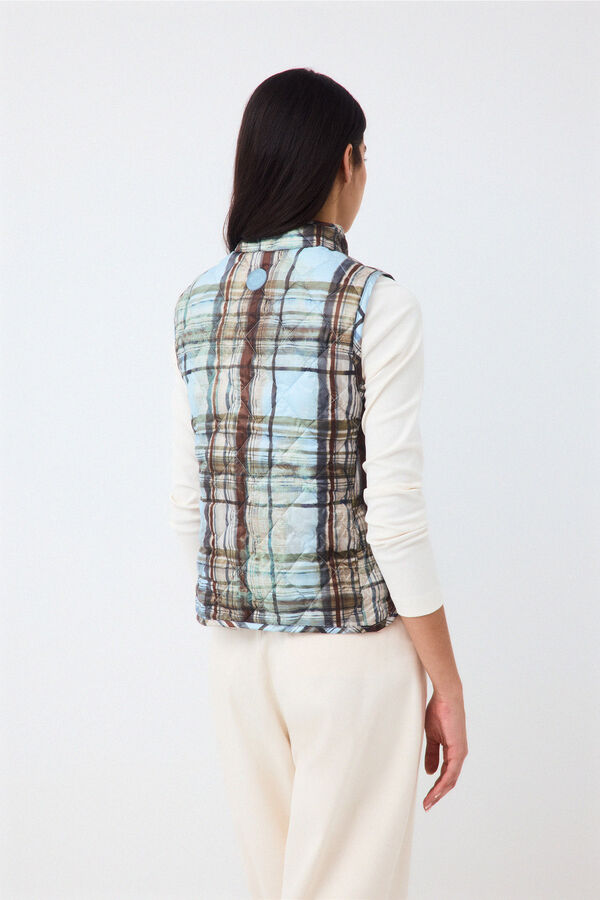 Pedro del Hierro Plaid puffer gilet Blue