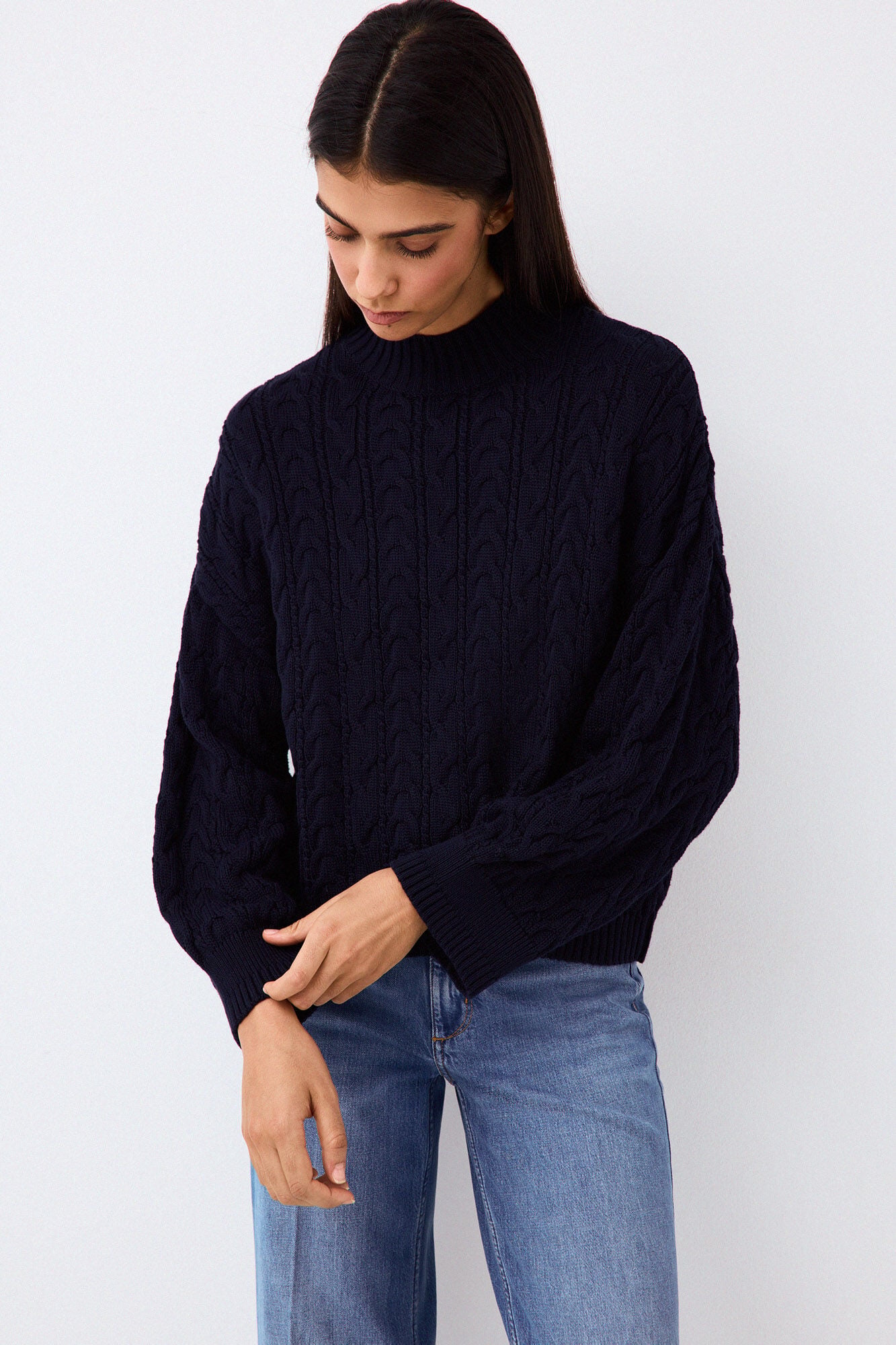 Pedro del Hierro Spanish cotton cross-knit loose jumper