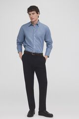 Pedro del Hierro Camisa rayas algod&oacute;n ramio Azul