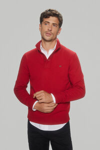 Pedro del Hierro Cashmere/wool buttoned high neck jumper Red