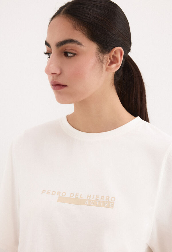 Pedro del Hierro T-shirt oversize activewear com logo Branco