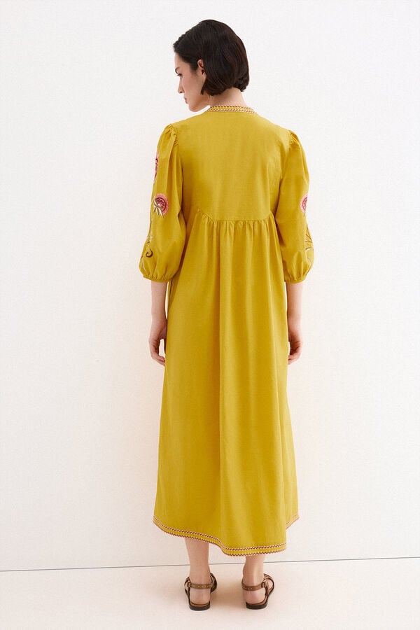 Pedro del Hierro Embroidered tunic dress Yellow