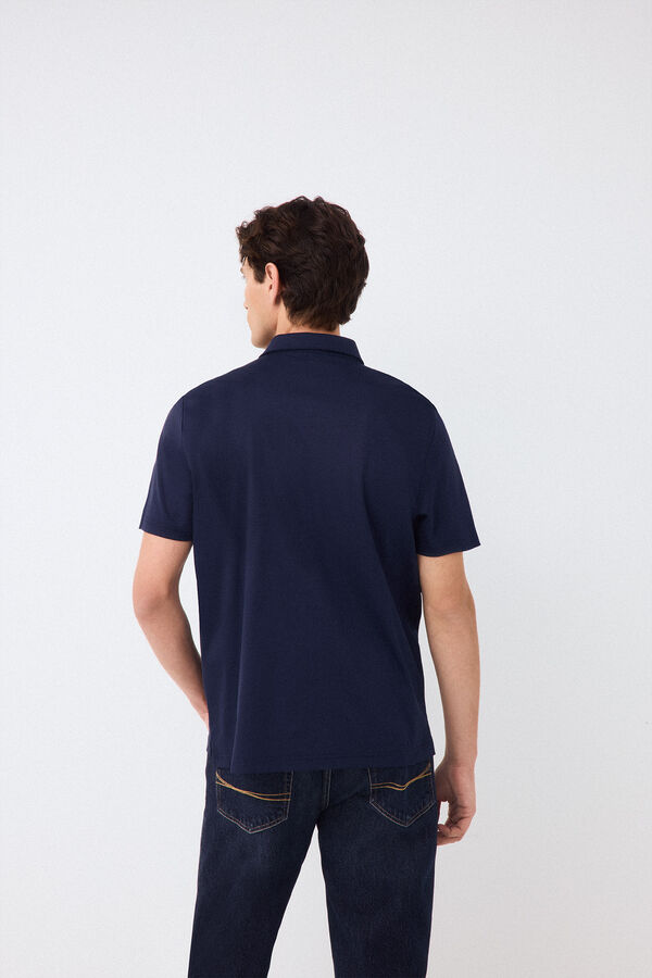 Pedro del Hierro Plain mercerized polo shirt Blue