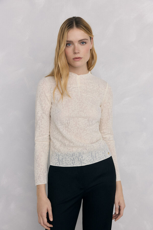 Pedro del Hierro Devoré t-shirt with gathers Ecru