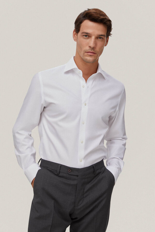 Pedro del Hierro Camisa vestir pinpoint liso non iron + antimanchas White