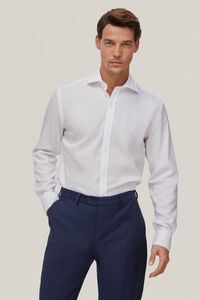 Pedro del Hierro Plain pinpoint dress shirt, non-iron + stain-resistant White