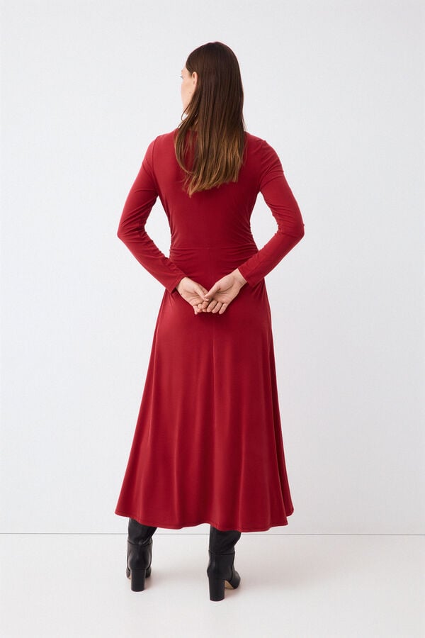 Pedro del Hierro Fluid long sleeve dress with knot detail Red