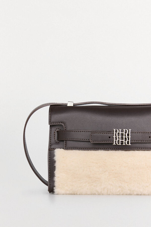 Pedro del Hierro Convertible sheepskin shoulder bag Brown