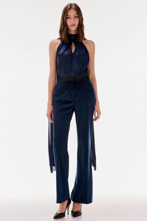 TFP by Tamara Falcó Top com laçada liso Azul