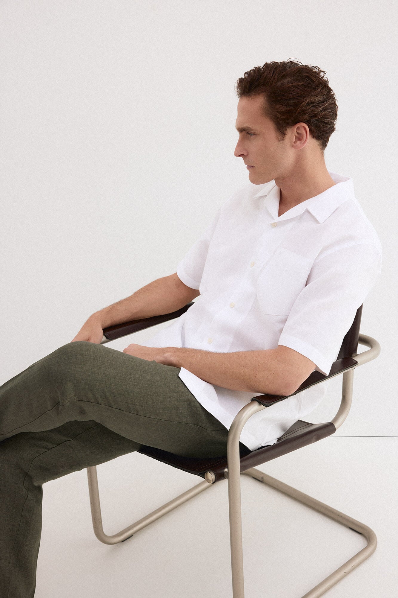Pedro del Hierro Camisa de lino algod&oacute;n manga corta