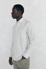 Pedro del Hierro Brushed Oxford Striped Shirt Green
