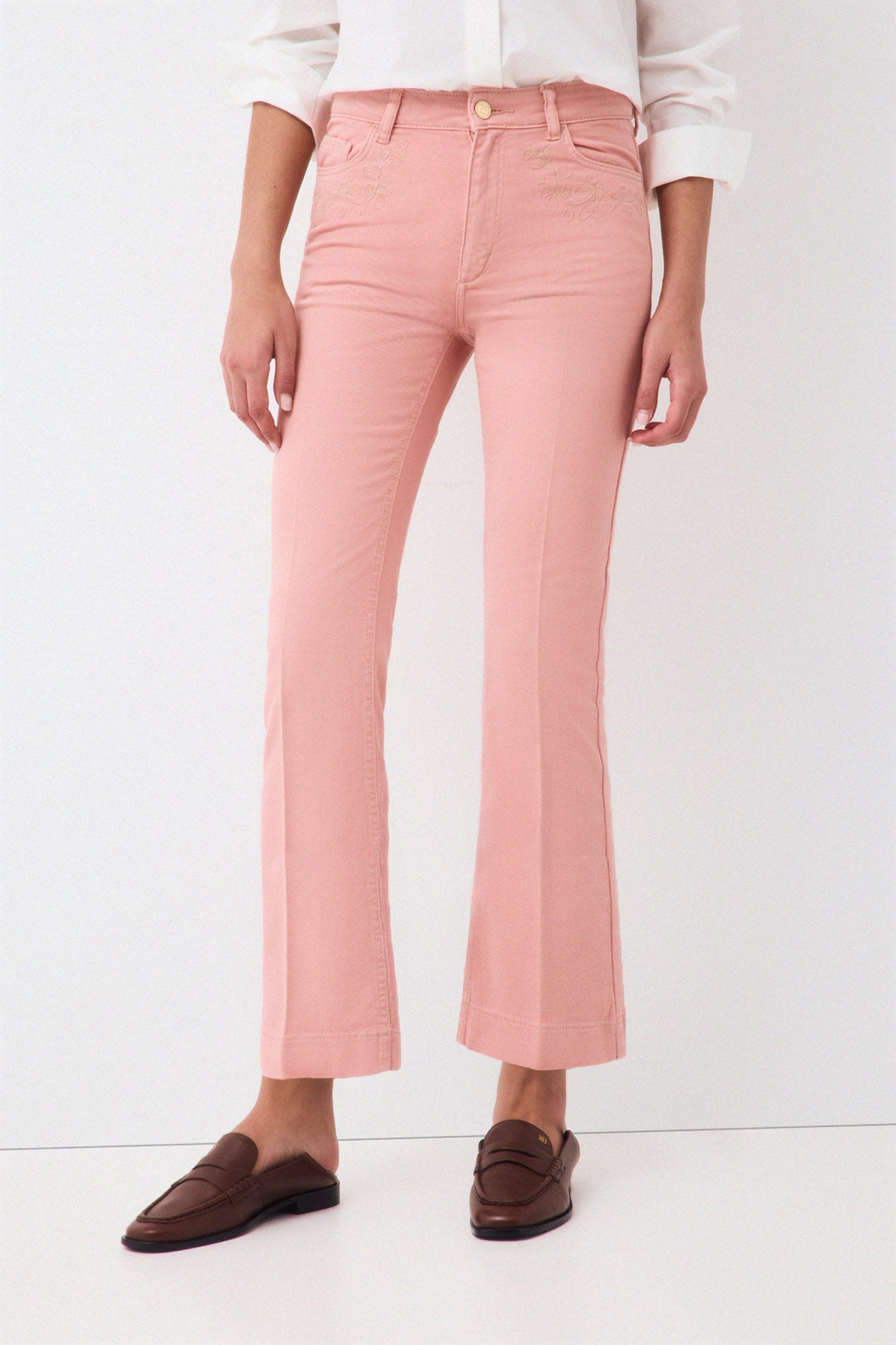 Pedro del Hierro Embroidered cropped flare jeans