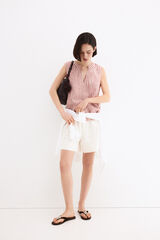 Pedro del Hierro Top em linho &agrave;s riscas Rosa