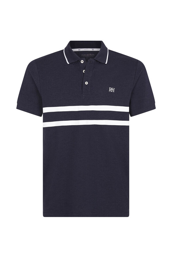 Pedro del Hierro Striped golf polo Blue
