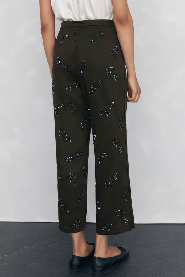 Pedro del Hierro embroidered straight pants Brown