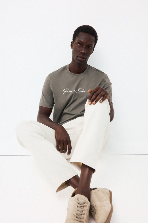 Pedro del Hierro T-shirt with logo and text Green
