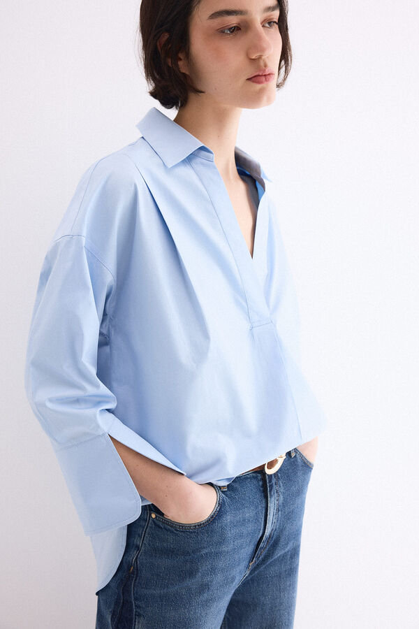 Pedro del Hierro Loose plain shirt Blue