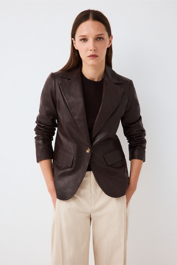 Pedro del Hierro Suede bomber jacket Brown
