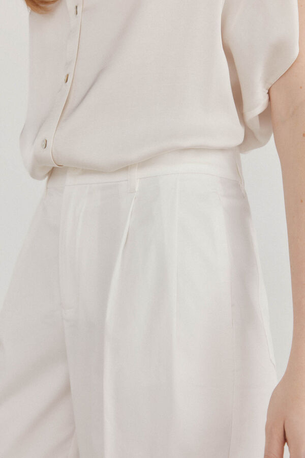 Pedro del Hierro Wide leg poplin trousers Ecru