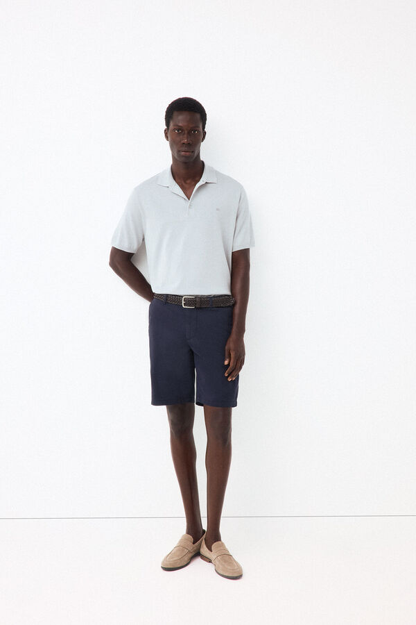 Pedro del Hierro Cotton premium knit polo shirt Grey