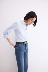 Pedro del Hierro Striped basic easy iron shirt Blue