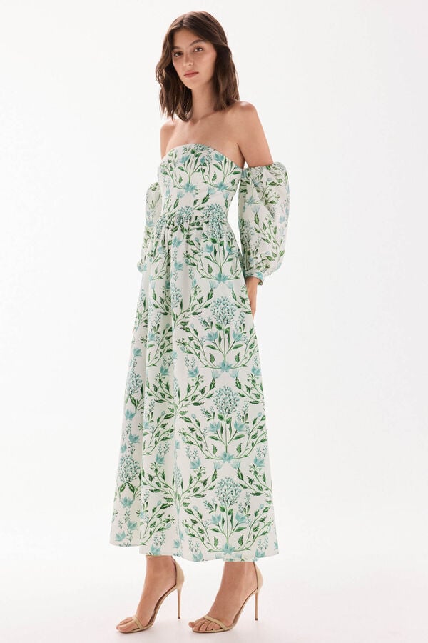 TFP by Tamara Falcó Vestido decote caicai estampado Turquesa