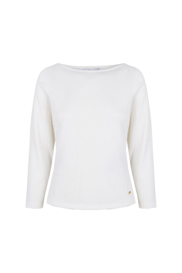 Pedro del Hierro Crinkled boat neck top White