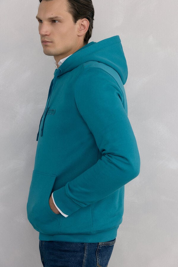 Pedro del Hierro Hooded logo sweatshirt Turquoise