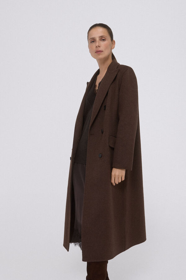 Pedro del Hierro Double-faced coat with cross-over Beige