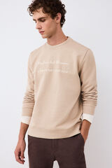 Pedro del Hierro Crew neck logo sweatshirt Beige