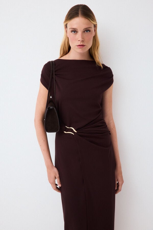 Pedro del Hierro Gold fitted dress Brown
