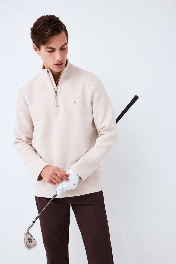 Pedro del Hierro Sweatshirt t&eacute;cnica de golfe gola camionista Beige