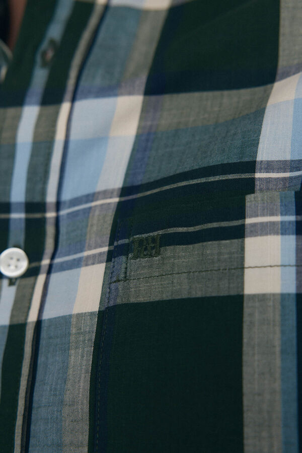 Pedro del Hierro Checked slub shirt Green