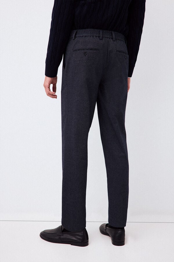 Pedro del Hierro Regular fit chino trousers with elasticated waist Blue