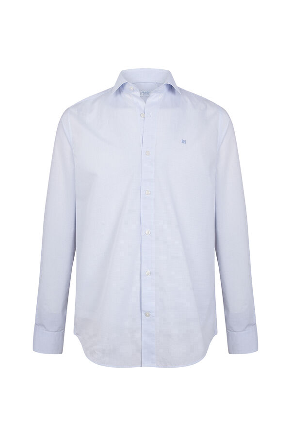 Pedro del Hierro Plaid non-iron + anti-stain slim fit dress shirt Blue