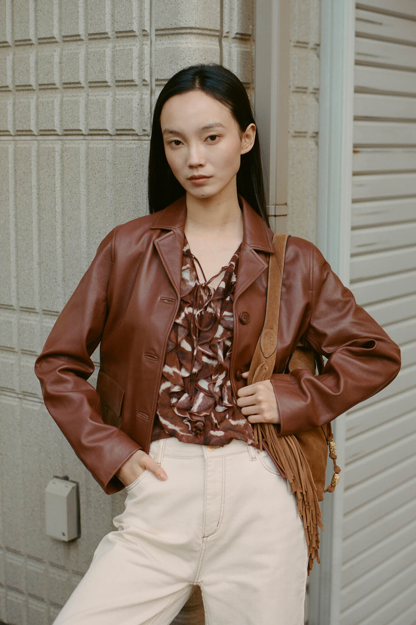 Pedro del Hierro Nappa leather lapel jacket